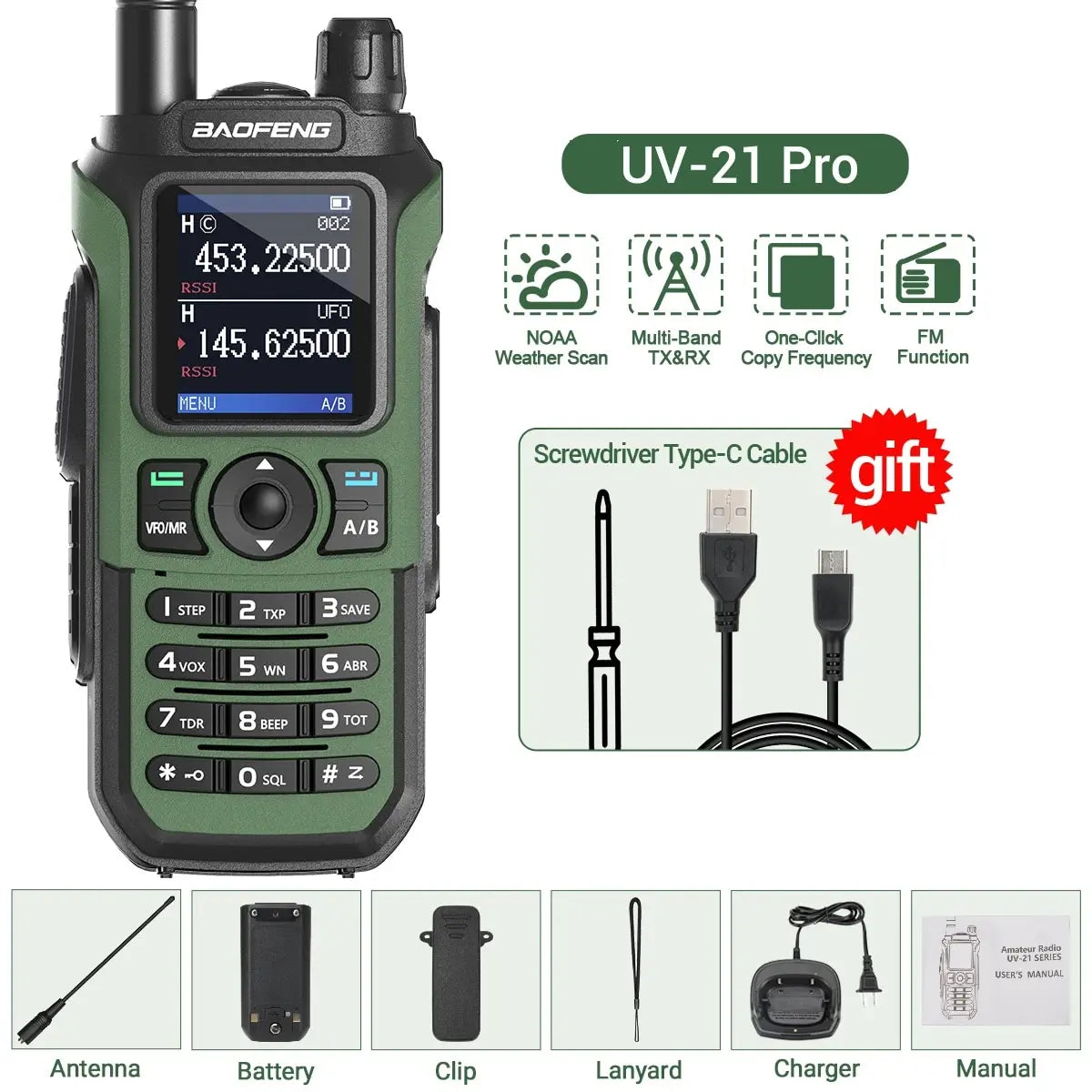 Baofeng UV-21 Pro Multi-Band Walkie Talkie GPS Waterproof