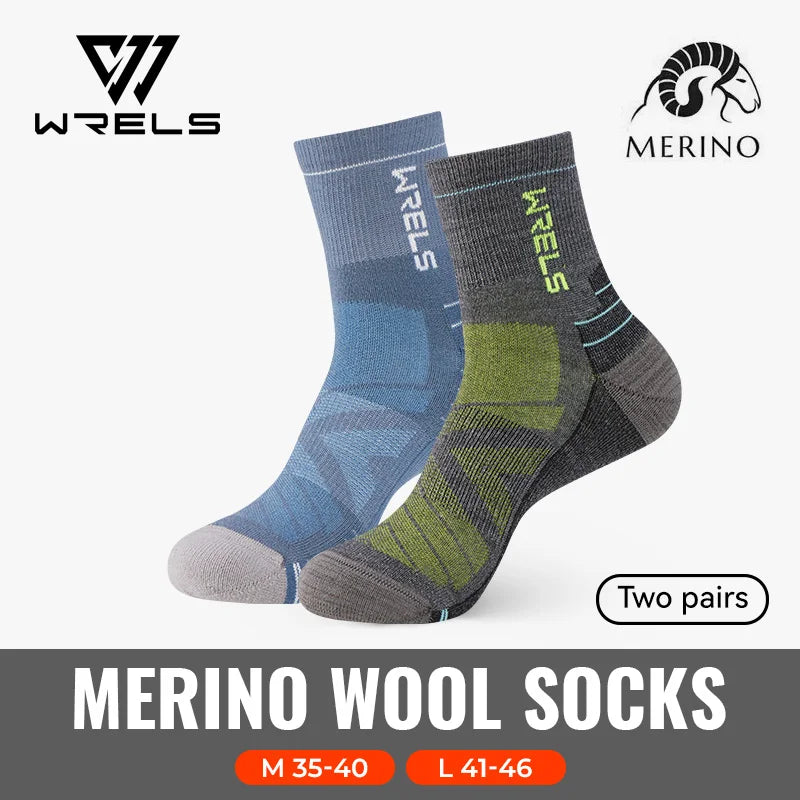 WRELS Merino Wool Unisex Hiking Socks for Warm Comfort