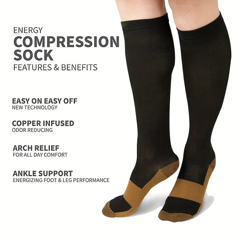 NONECN Copper Fiber Compression Socks For Men And Women Running