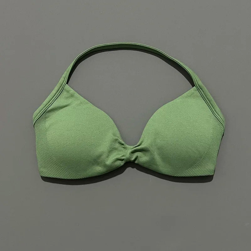 Histello Strappy Gym Top Bra for Women High Support