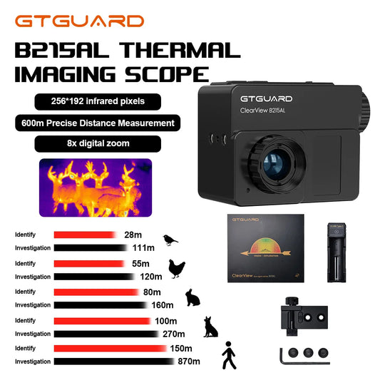 GTGUARD Thermal Camera B215AL thermal imaging scope 1024×768 LCD screen with hotspot tracking and crosshair function
