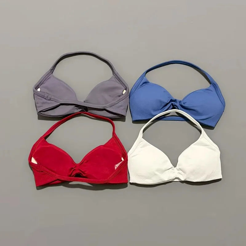 Histello Strappy Gym Top Bra for Women High Support