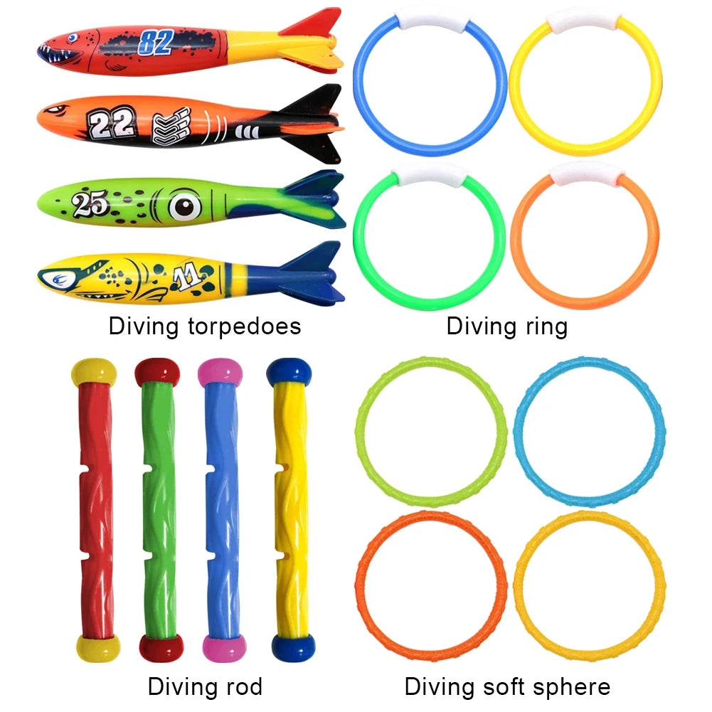 TOOPRE 4Pcs Shark Rocket Pool Toys For Summer Diving Games
