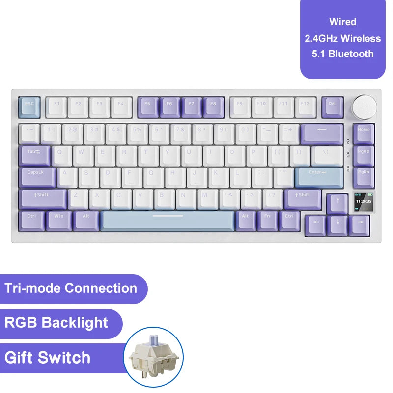Ajazz AK820/AK820Pro Gaming Mechanical Keyboard Bluetooth 5.1/Wireless/C-Wired Customized Keyboard with Knob Hot Swapping Gasket