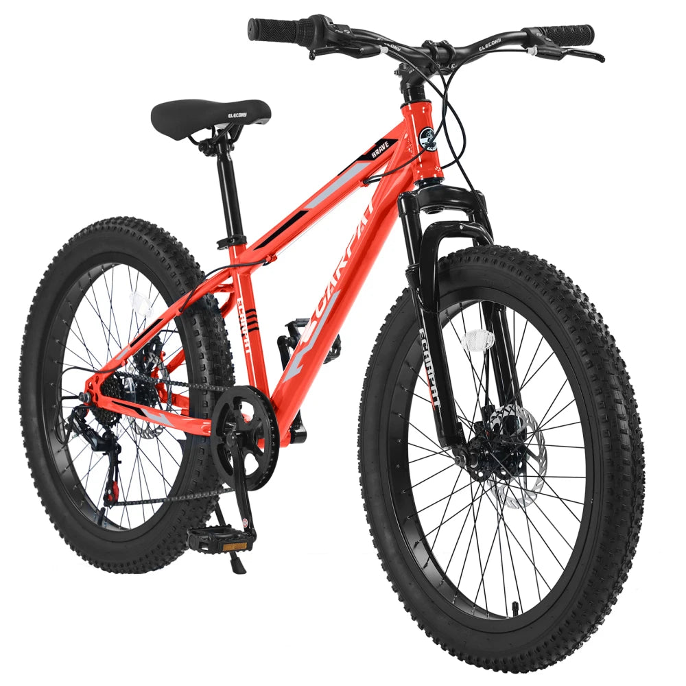 Elecony Fat Tire Mountain Bike Steel Frame Shimano 7-Speed