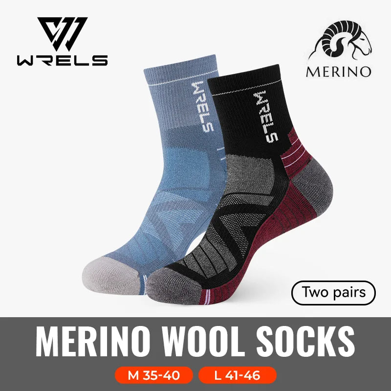 WRELS Merino Wool Unisex Hiking Socks for Warm Comfort
