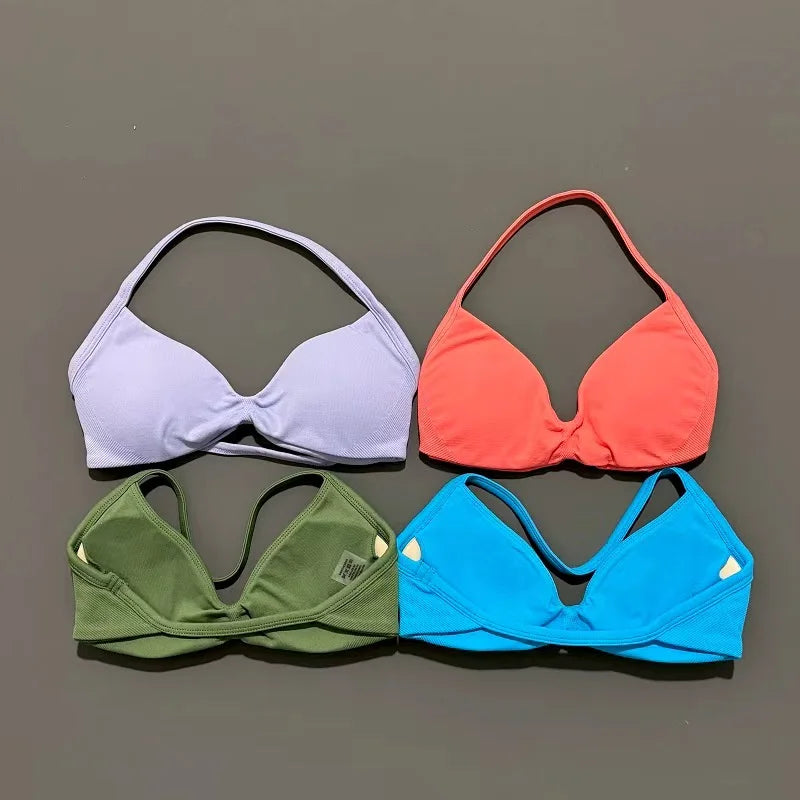 Histello Strappy Gym Top Bra for Women High Support