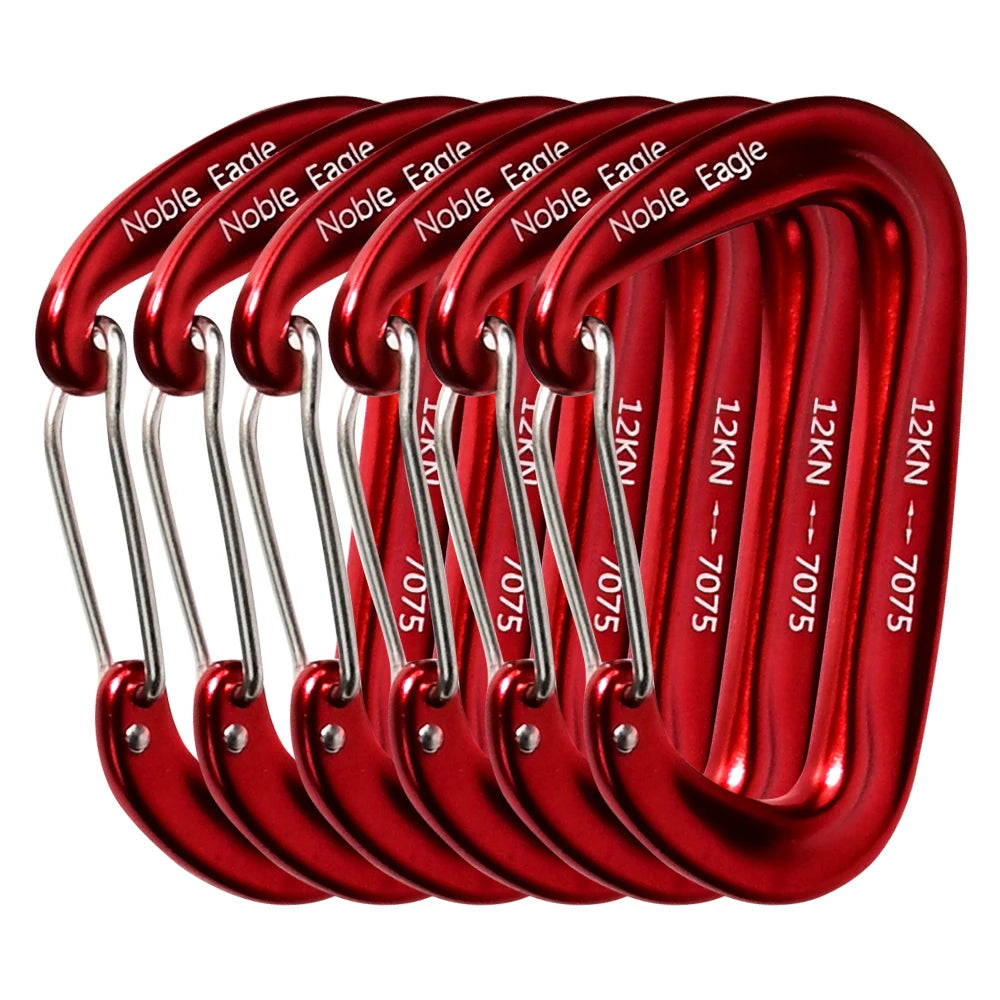 6PCS 12kN Lightweight Carabiners Clips Set D Ring Aluminum Heavy Duty Hook High Strength Outdoor Camping Hiking Buckle