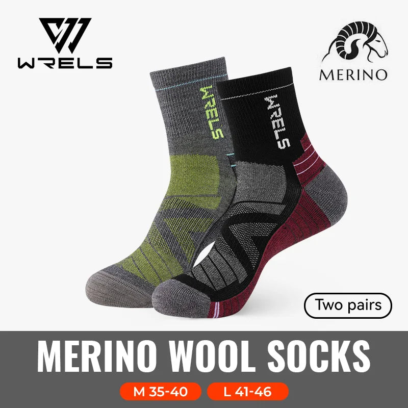 WRELS Merino Wool Unisex Hiking Socks for Warm Comfort
