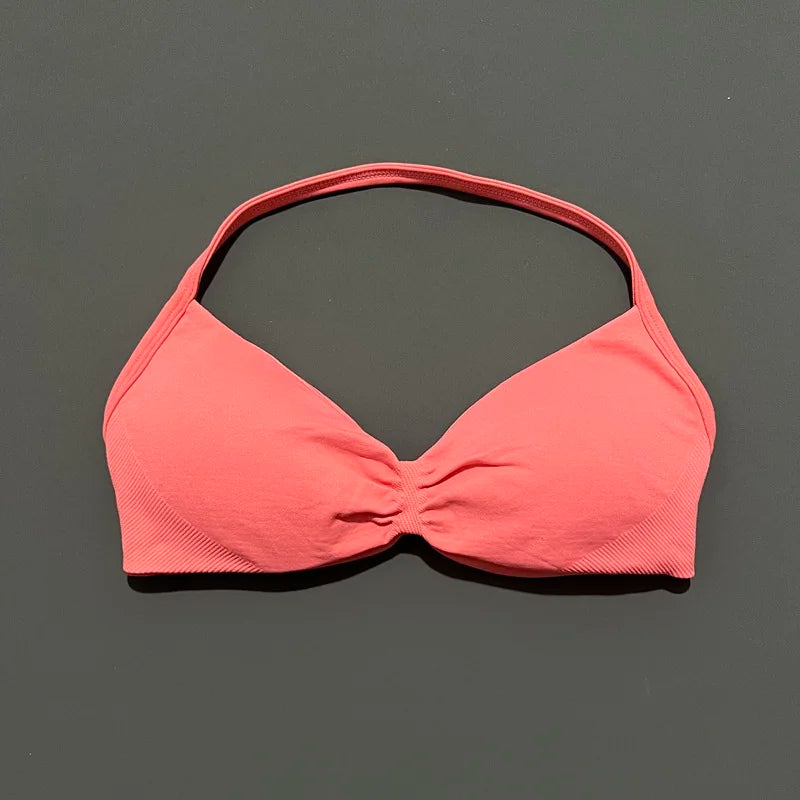 Histello Strappy Gym Top Bra for Women High Support