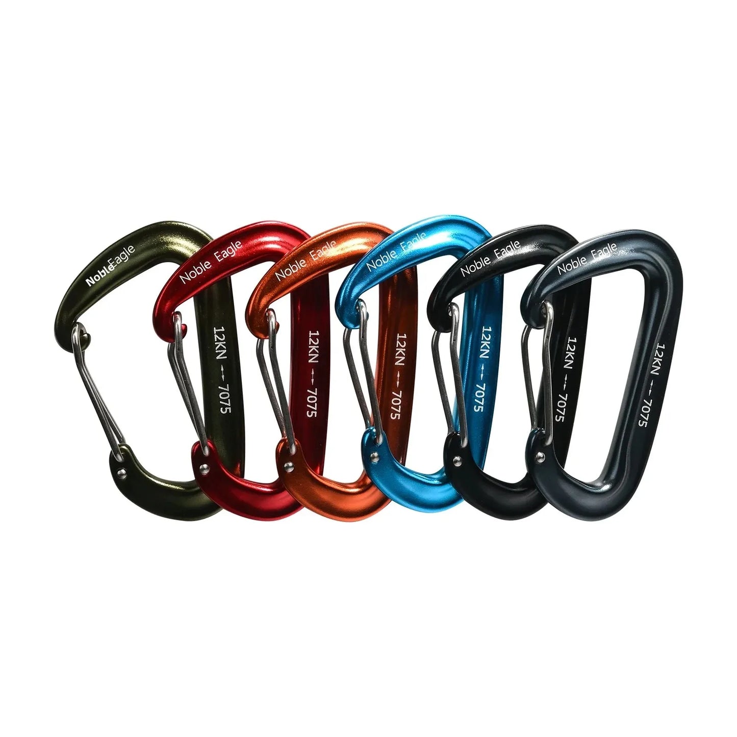 6PCS 12kN Lightweight Carabiners Clips Set D Ring Aluminum Heavy Duty Hook High Strength Outdoor Camping Hiking Buckle