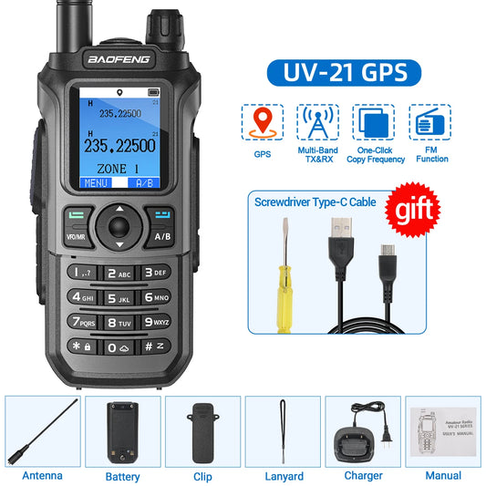 Baofeng UV-21 Pro Multi-Band Walkie Talkie GPS Waterproof