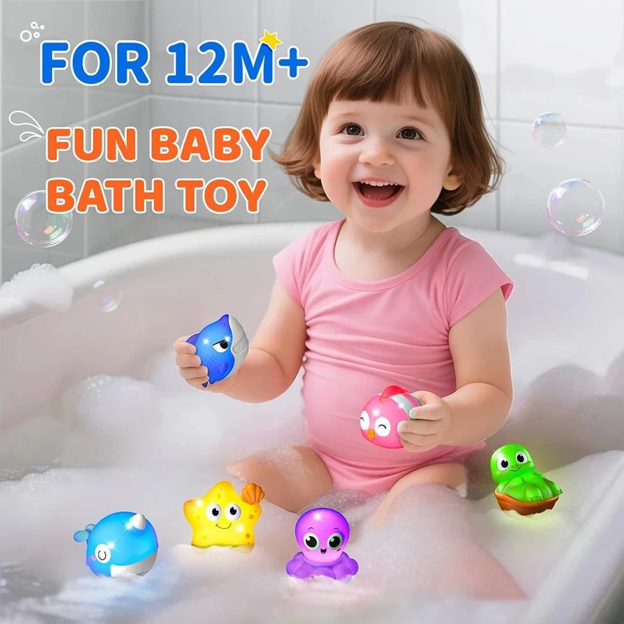 Yokibo Light Up Bath Toys Sea Animals for Kids Playtime