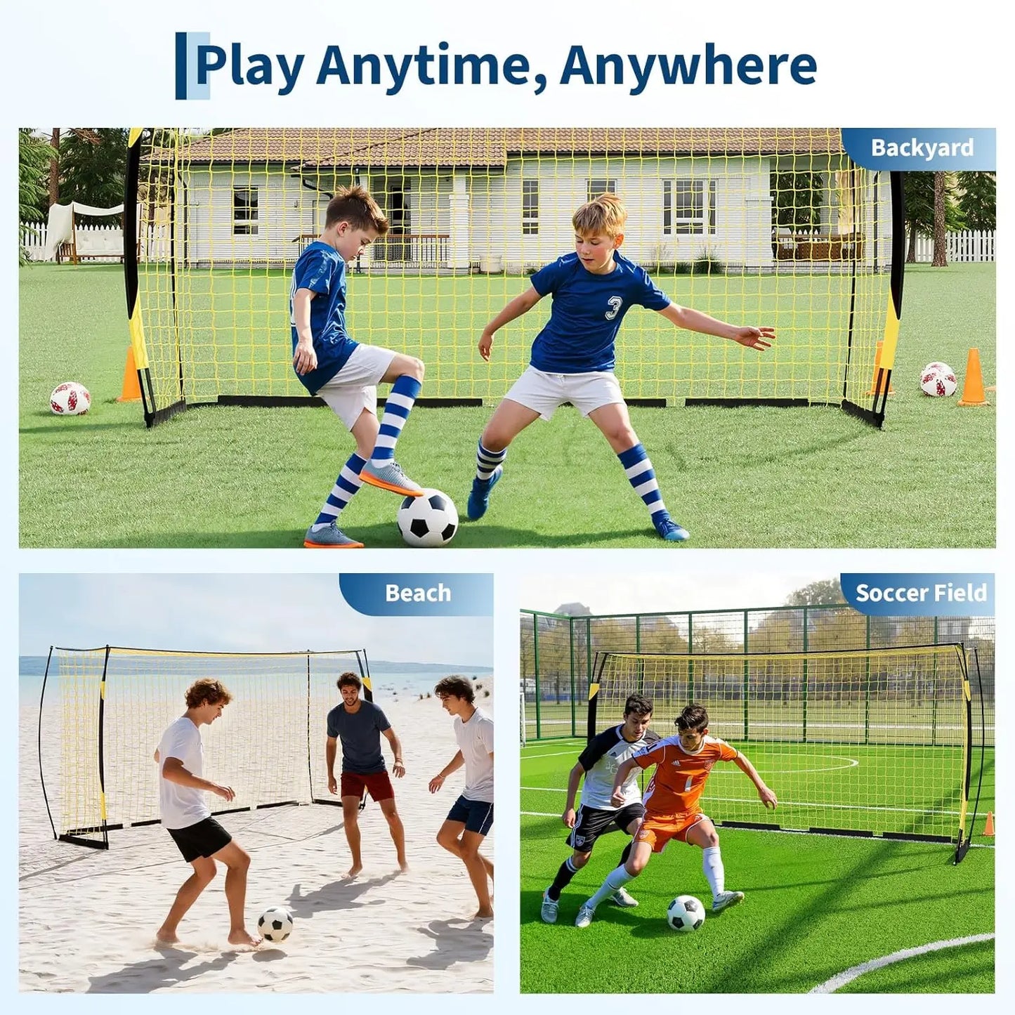 HiMISS Portable Soccer Goal With Metal Frame For Backyard