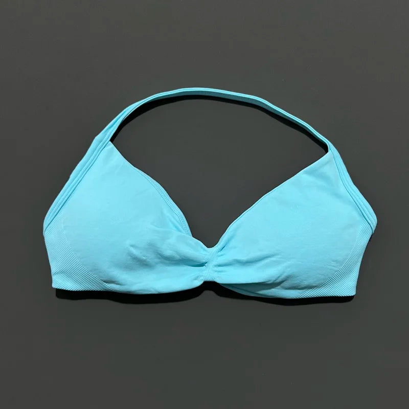 Histello Strappy Gym Top Bra for Women High Support