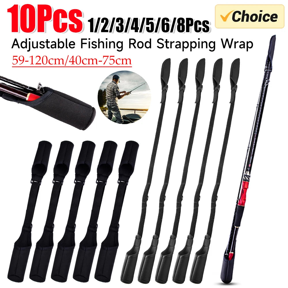 1-10PCS Fishing Rod Socks Srtap Fishing Pole Sleeves Belt Rod Protector Adjustable Rod Cover Protector for Fishing Rod Tube Case