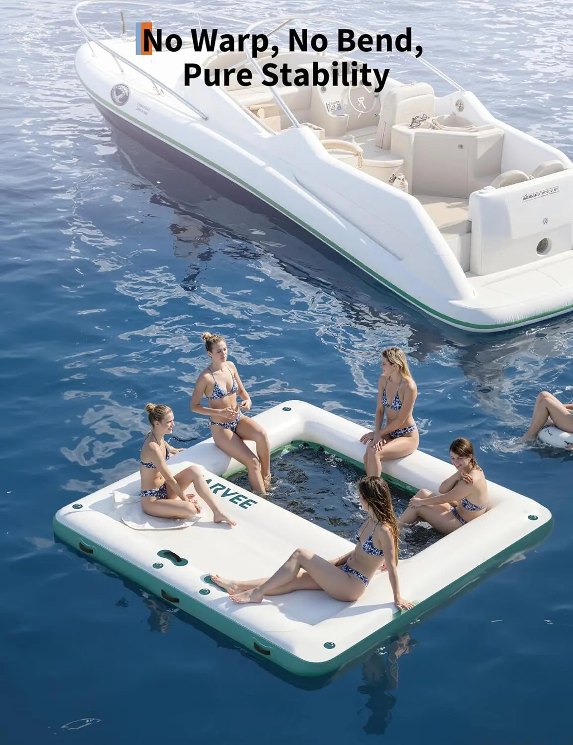 HiMISS Square Inflatable Floating Dock With Water Hammock