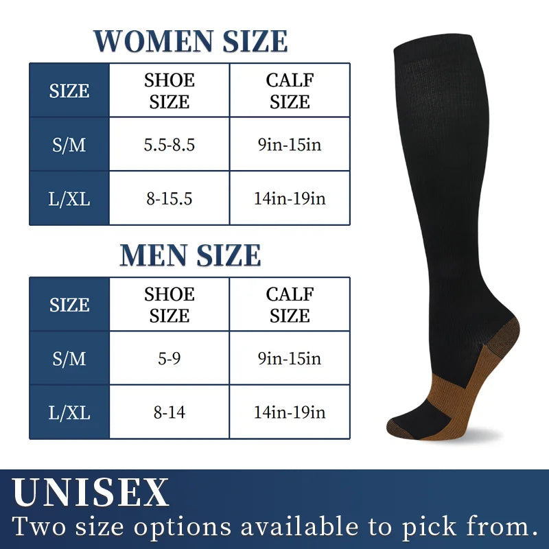 NONECN Copper Fiber Compression Socks For Men And Women Running