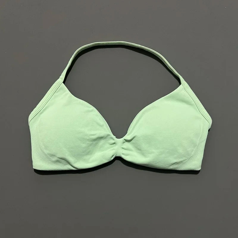 Histello Strappy Gym Top Bra for Women High Support