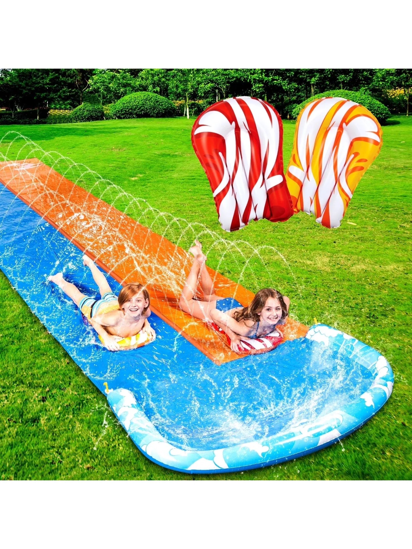 Joyfy Water Slide With Sprinkler And Bodyboards For Outdoor Fun