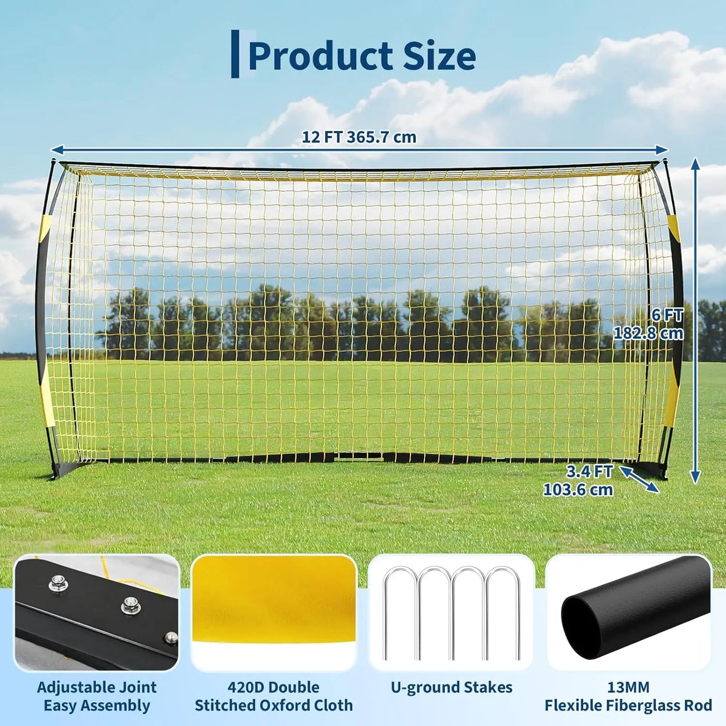 HiMISS Portable Soccer Goal With Metal Frame For Backyard