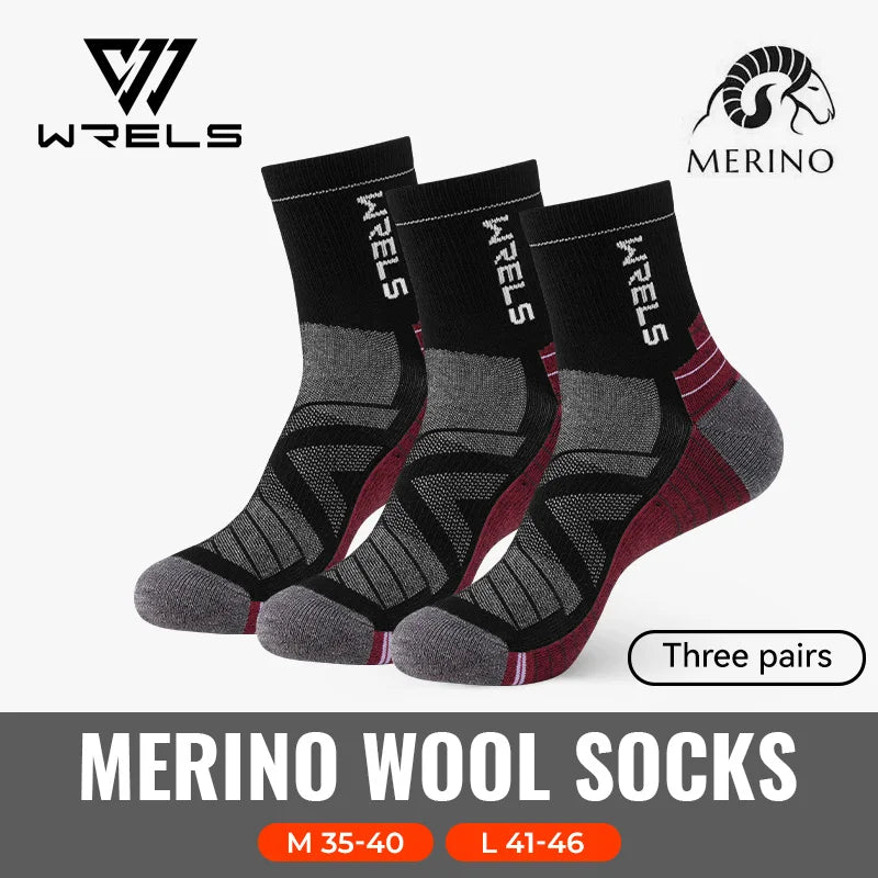 WRELS Merino Wool Unisex Hiking Socks for Warm Comfort