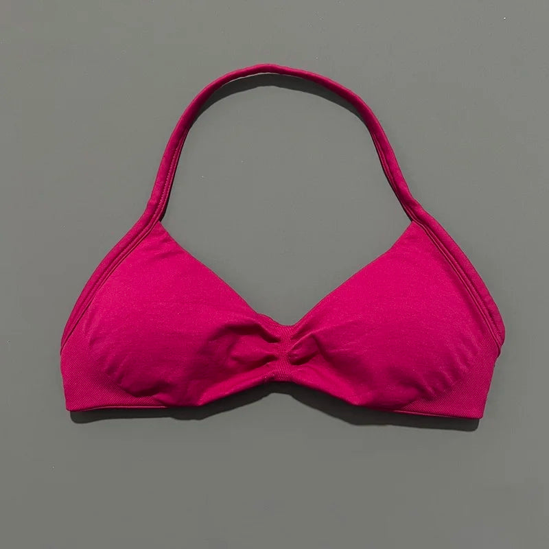 Histello Strappy Gym Top Bra for Women High Support